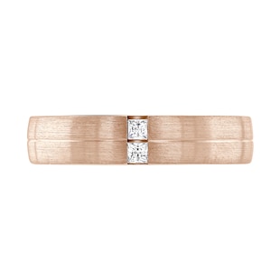 Mappin & Webb 18ct Rose Gold 0.10cttw Princess Cut Diamond Brushed Wedding Ring
