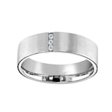 Mappin & Webb 18ct White Gold 0.04cttw Round Brilliant Cut Diamond Brushed Wedding Ring