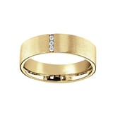 Mappin & Webb 18ct Yellow Gold 0.04cttw Round Brilliant Cut Diamond Brushed Wedding Ring