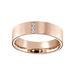 Mappin & Webb 18ct Rose Gold 0.04cttw Round Brilliant Cut Diamond Brushed Wedding Ring