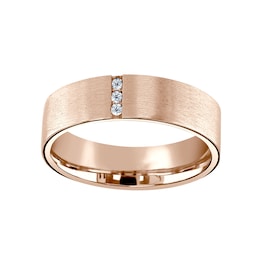 08211242 - 18ct Rose Gold 0.04cttw Round Brilliant Cut Diamond Brushed Wedding Ring