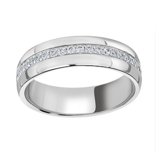 Mappin & Webb 18ct White Gold 0.64cttw Round Brilliant Cut Centre Diamond Set Wedding Ring