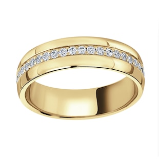 Mappin & Webb 18ct Yellow Gold 0.64cttw Round Brilliant Cut Centre Diamond Set Wedding Ring