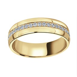 08211247 - 18ct Yellow Gold 0.64cttw Round Brilliant Cut Centre Diamond Set Wedding Ring