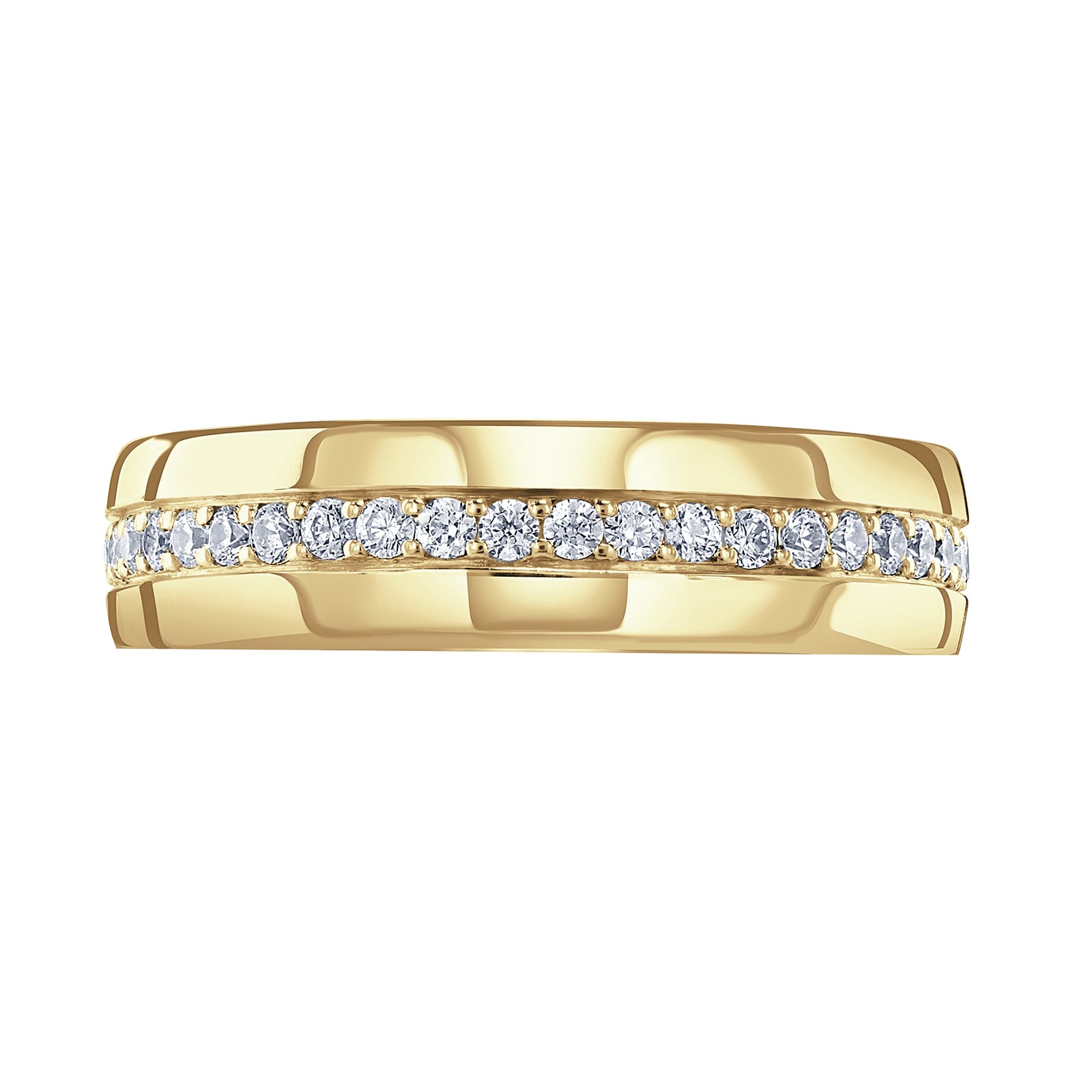 Mappin & Webb 18ct Yellow Gold 0.64cttw Round Brilliant Cut Centre Diamond Set Wedding Ring - Ring Size K