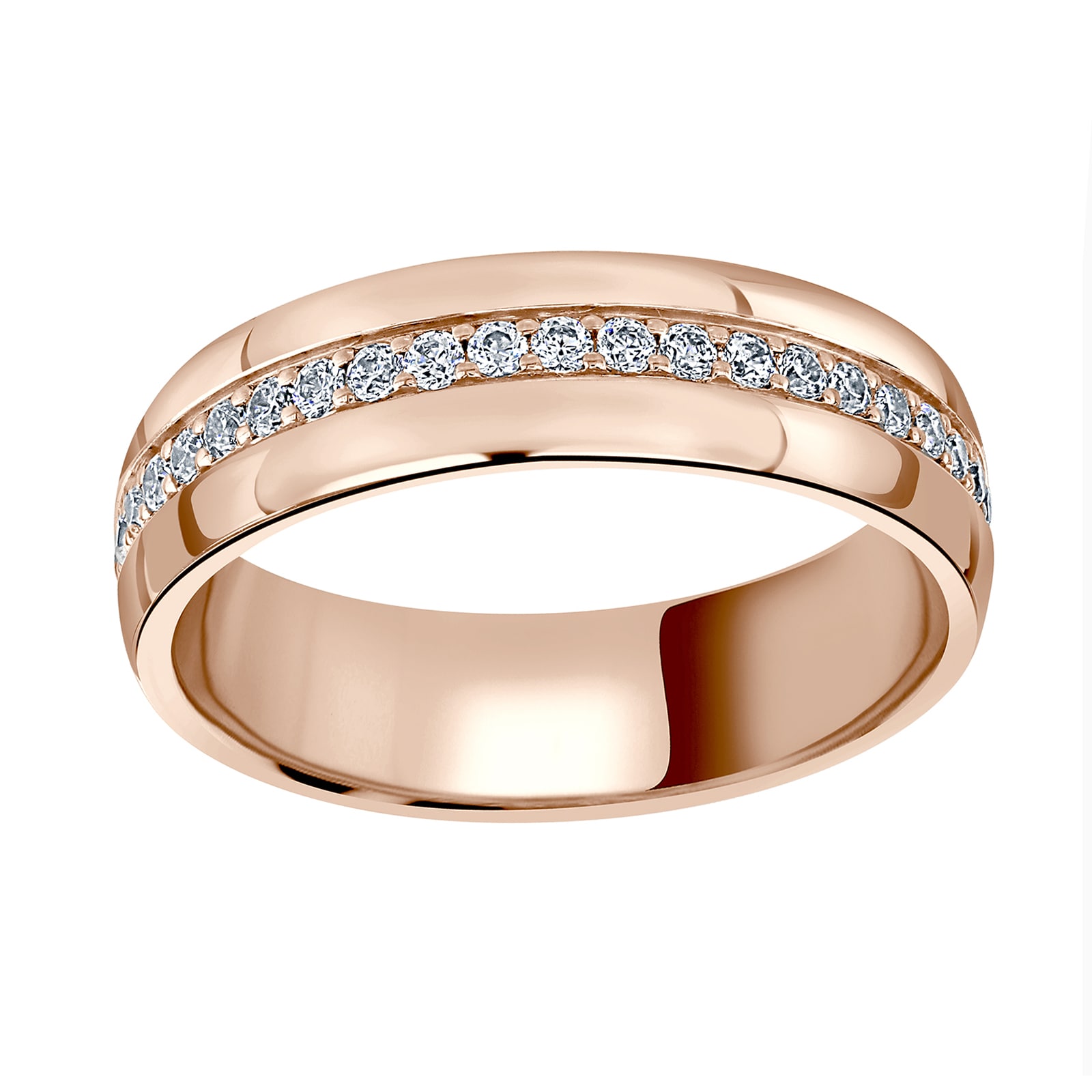 Mappin & Webb 18ct Rose Gold 0.64cttw Round Brilliant Cut Centre Diamond Set Wedding Ring