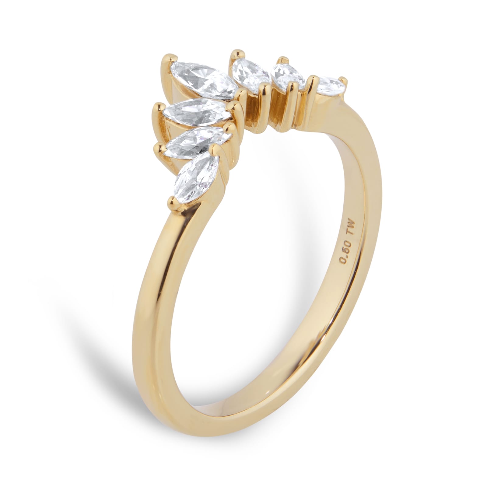 Goldsmiths 18ct Yellow Gold 0.50cttw Diamond Marquise Wedding Ring Goldsmiths 18ct Yellow Gold 0.50cttw Diamond Marquise Wedding Ring