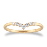 Goldsmiths 18ct Yellow Gold 0.15ct Diamond V Shaped Wedding Ring