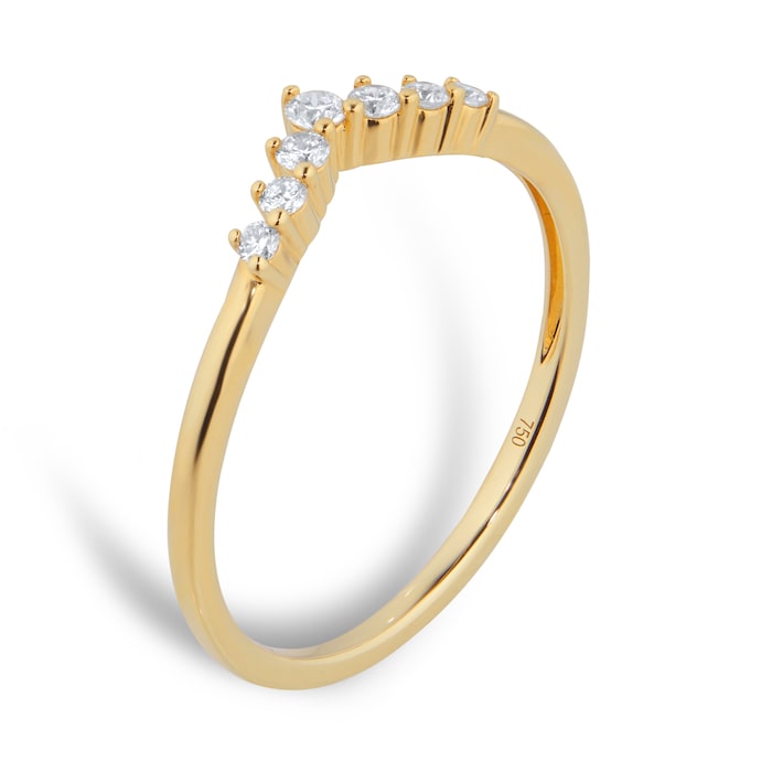 Goldsmiths 18ct Yellow Gold 0.15ct Diamond V Shaped Wedding Ring