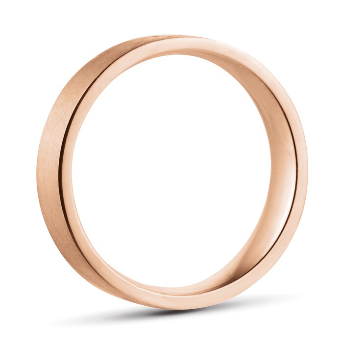 Goldsmiths 18ct Rose Gold 5mm 0.03ct Princess Cut Diamond Flat Court Heavy Wedding Ring - Ring Size N