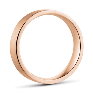 Goldsmiths 18ct Rose Gold 5mm 0.03ct Princess Cut Diamond Flat Court Heavy Wedding Ring