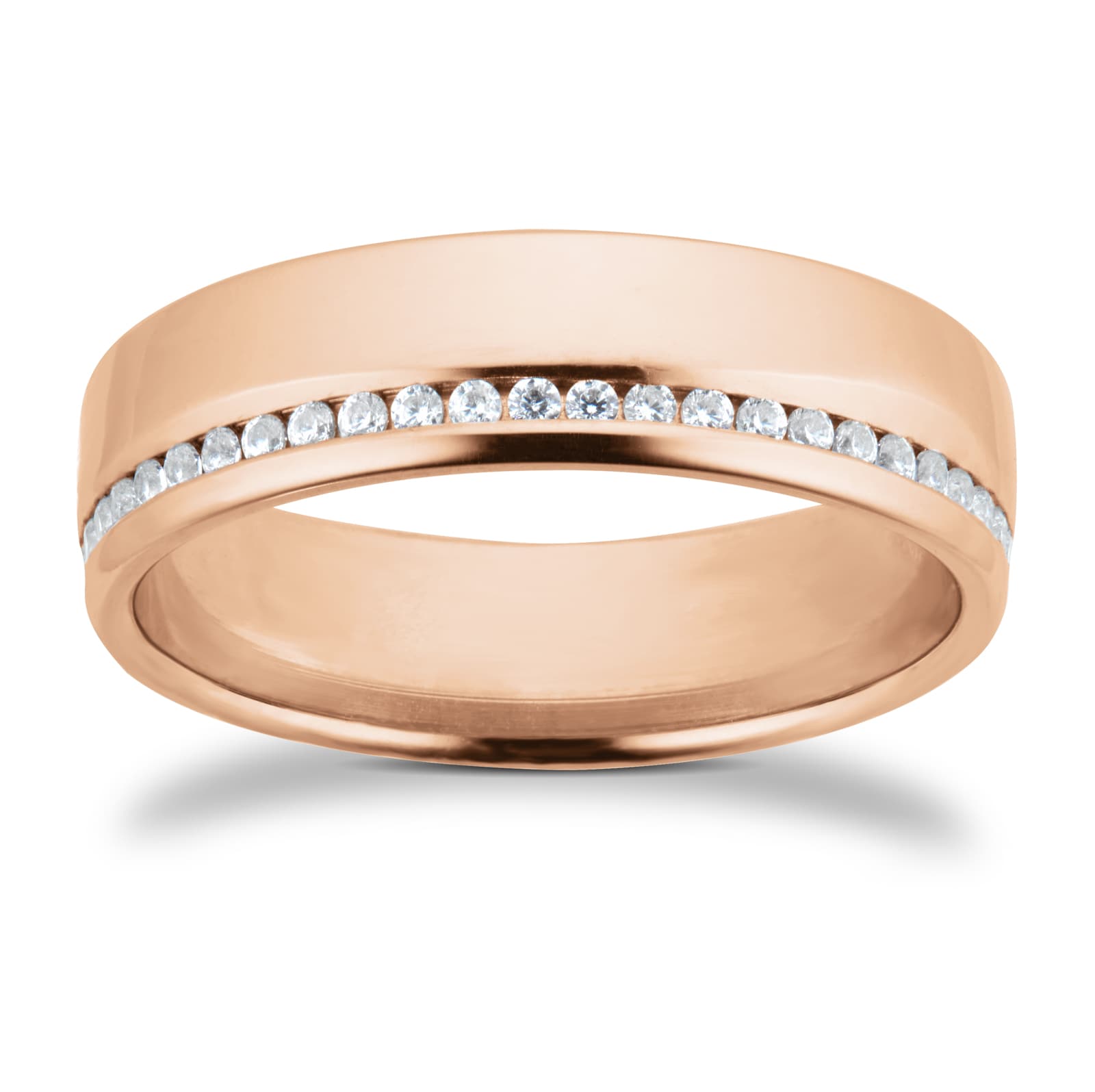 18ct Rose Gold 5mm 0.42ct Brilliant Cut Diamond Slight Court Heavy Wedding Ring - Ring Size F