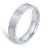 Goldsmiths 18ct White Gold 5mm 0.03ct Princess Cut Diamond Flat Court Heavy Wedding Ring