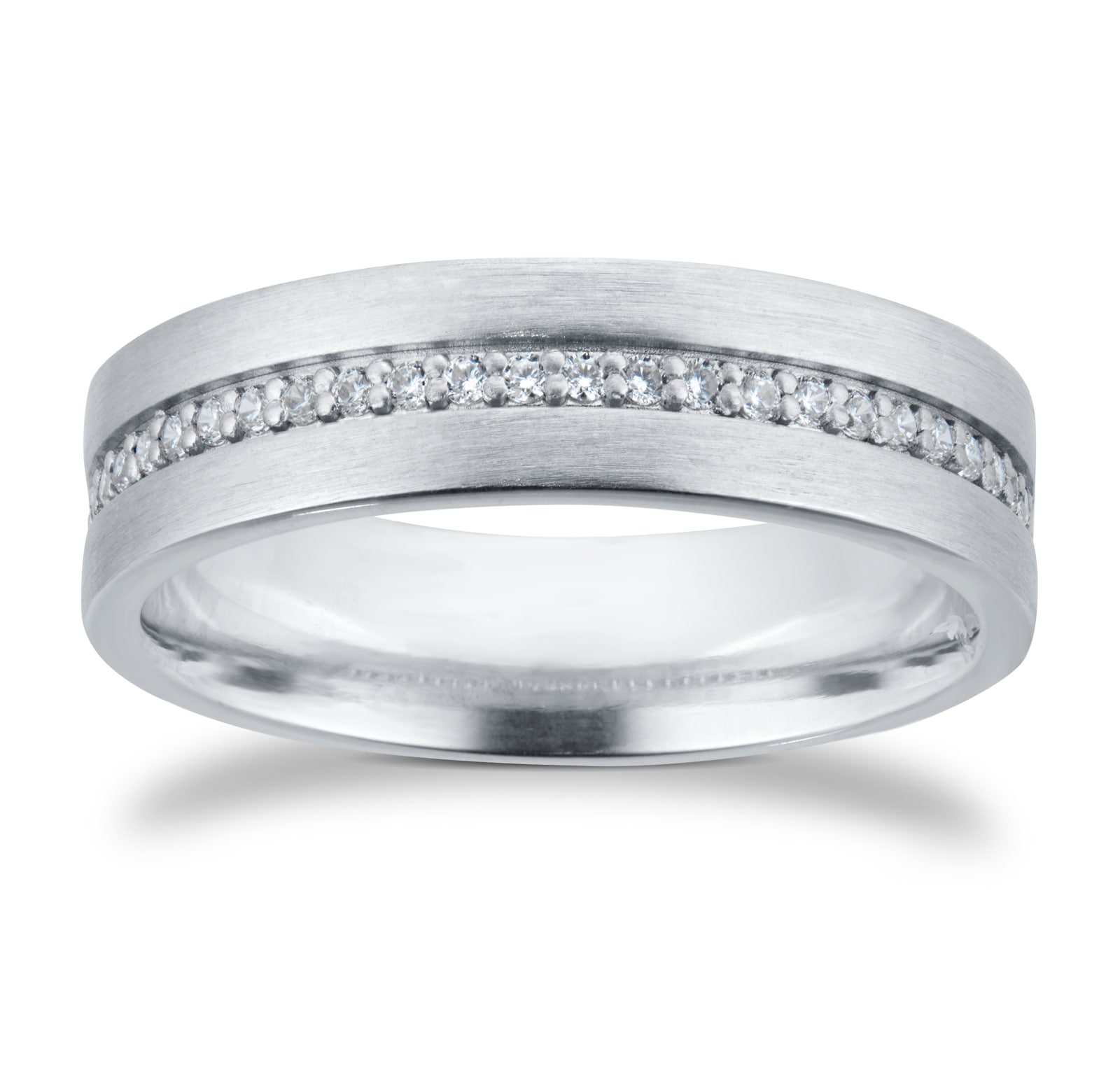 Goldsmiths 18ct White Gold 6mm 0.26ct Brilliant Cut Grain Set Diamond Flat Court Heavy Wedding Ring Goldsmiths 18ct White Gold 6mm 0.26ct Brilliant Cut Grain Set Diamond Flat Court Heavy Wedding Ring