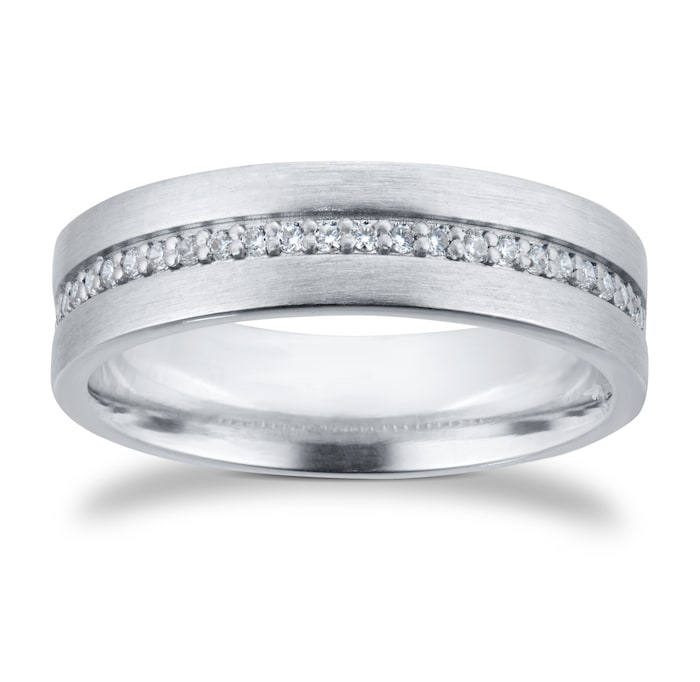 Best Luxury 
18ct White Gold 6mm 0.26ct Brilliant Cut Grain Set Diamond Flat Court Heavy Wedding Ring