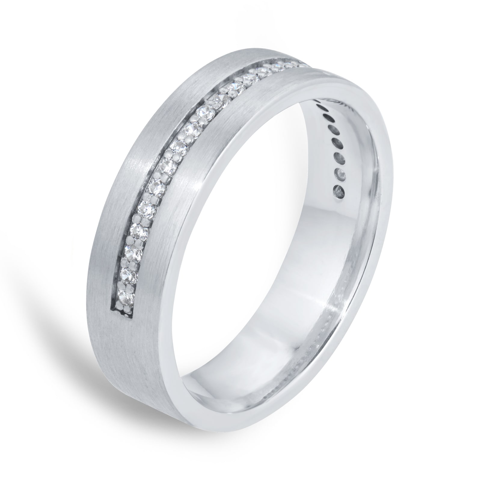 Goldsmiths 18ct White Gold 6mm 0.26ct Brilliant Cut Grain Set Diamond Flat Court Heavy Wedding Ring Goldsmiths 18ct White Gold 6mm 0.26ct Brilliant Cut Grain Set Diamond Flat Court Heavy Wedding Ring