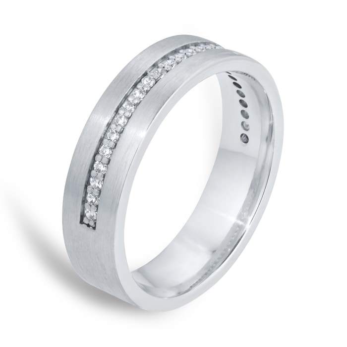 Best Luxury 
18ct White Gold 6mm 0.26ct Brilliant Cut Grain Set Diamond Flat Court Heavy Wedding Ring