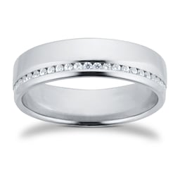 08211316 - 18ct White Gold 5mm 0.42ct Brilliant Cut Diamond Slight Court Heavy Wedding Ring
