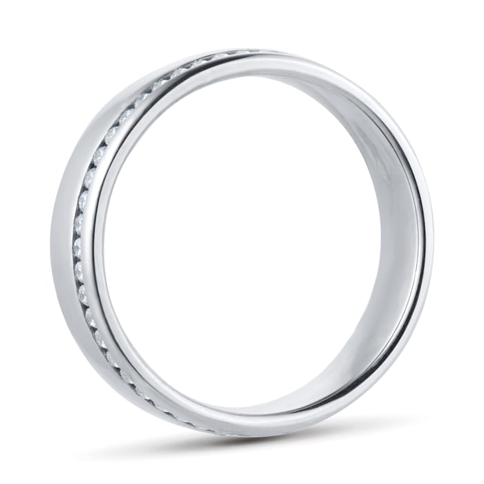 Goldsmiths 18ct White Gold 5mm 0.42ct Brilliant Cut Diamond Slight Court Heavy Wedding Ring