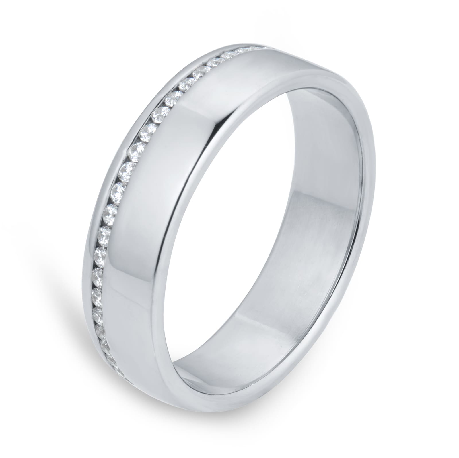Goldsmiths 18ct White Gold 5mm 0.42ct Brilliant Cut Diamond Slight Court Heavy Wedding Ring Goldsmiths 18ct White Gold 5mm 0.42ct Brilliant Cut Diamond Slight Court Heavy Wedding Ring