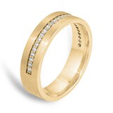 Goldsmiths 18ct Yellow Gold 6mm 0.26ct Brilliant Cut Grain Set Diamond Flat Court Heavy Wedding Ring - Ring Size H