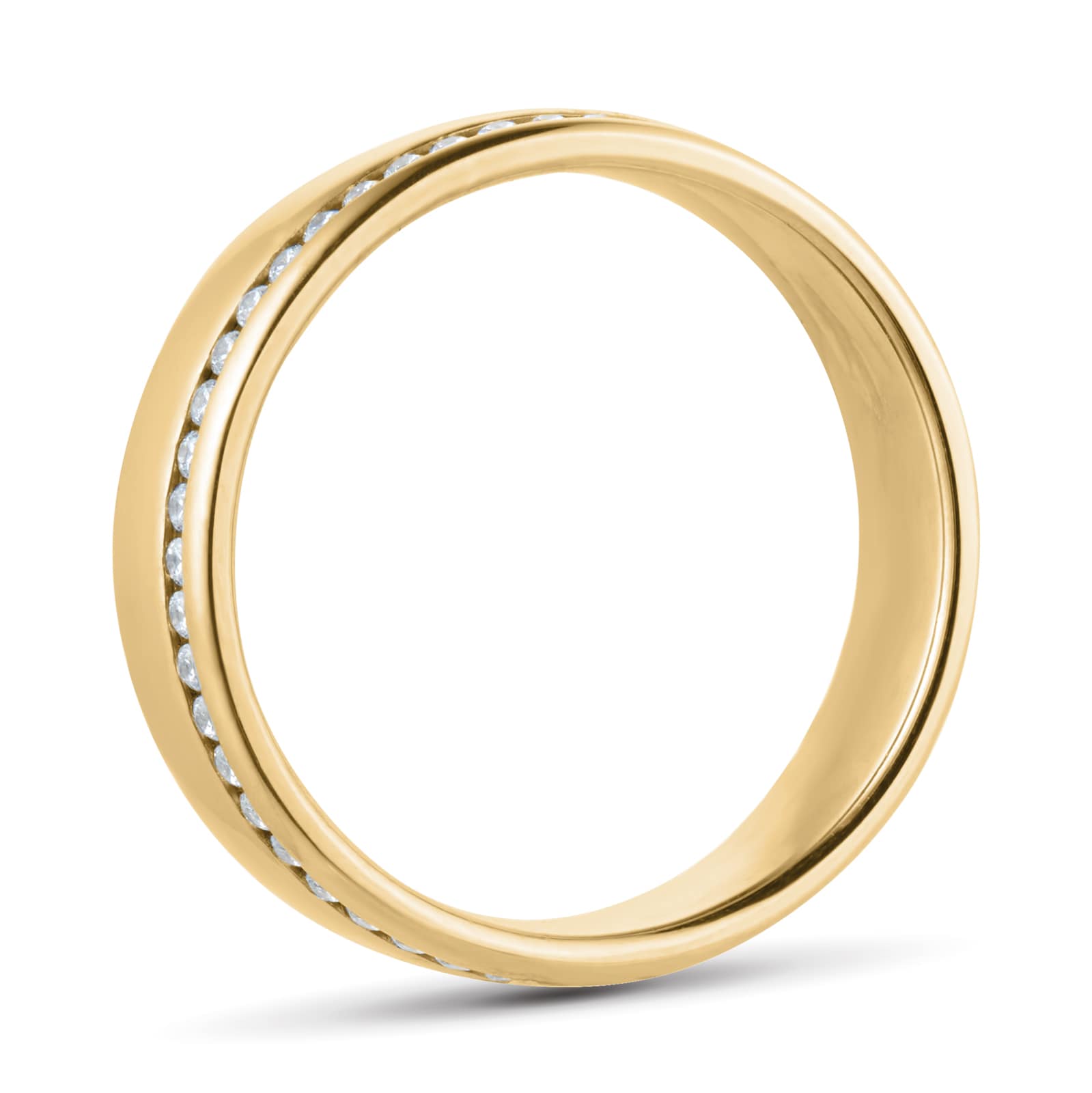 Goldsmiths 18ct Yellow Gold 5mm 0.42ct Brilliant Cut Diamond Slight Court Heavy Wedding Ring