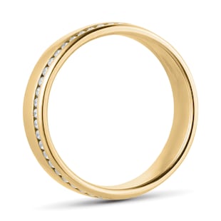 Goldsmiths 18ct Yellow Gold 5mm 0.42ct Brilliant Cut Diamond Slight Court Heavy Wedding Ring