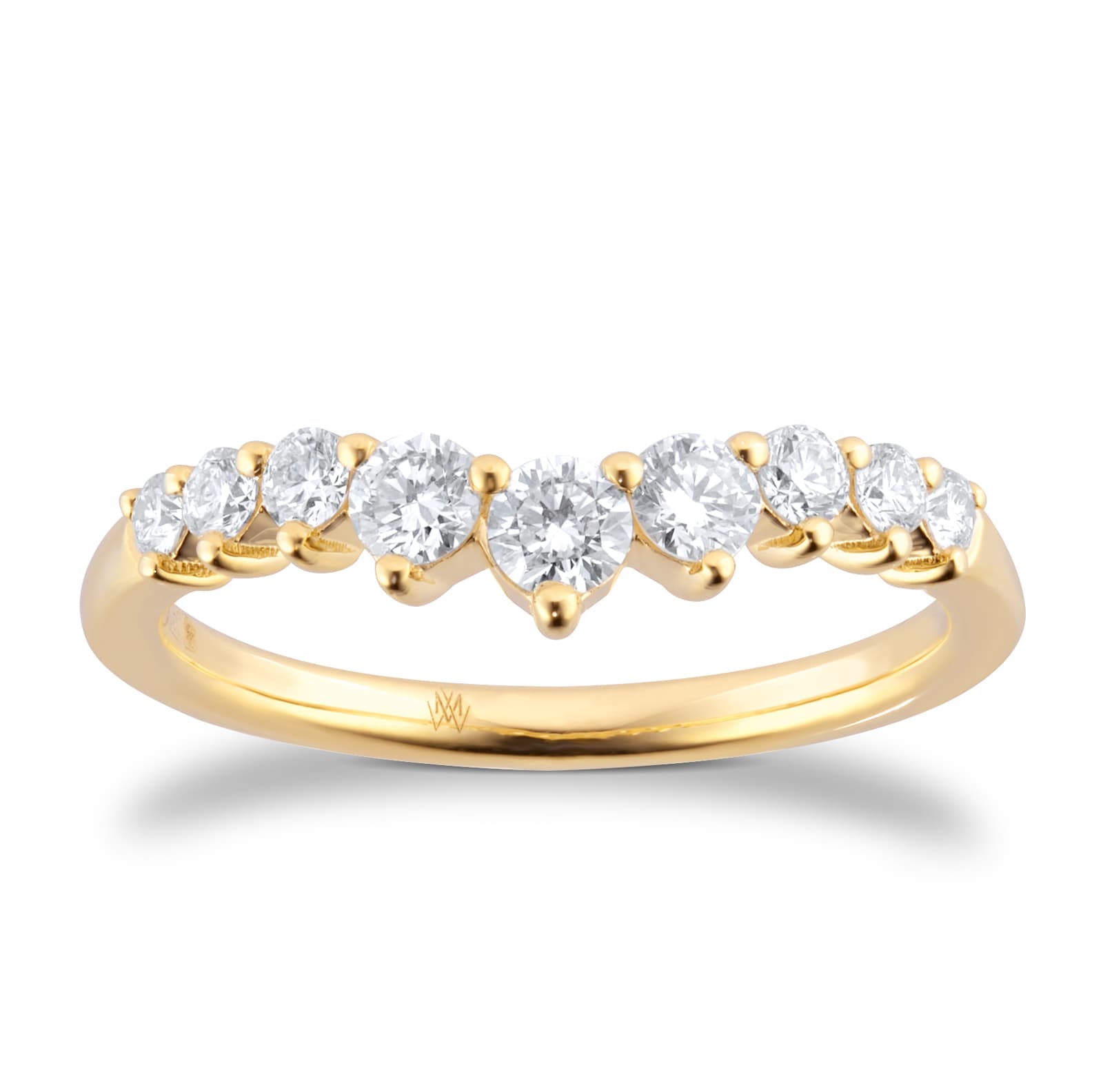18ct Yellow Gold 1.00cttw Diamond Set Wishbone Wedding Ring - Ring Size K