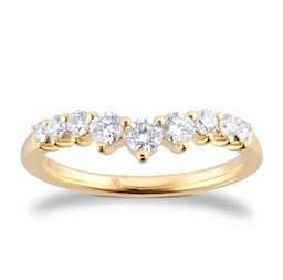 08211329 - 18ct Yellow Gold 1.00cttw Diamond Set Wishbone Wedding Ring