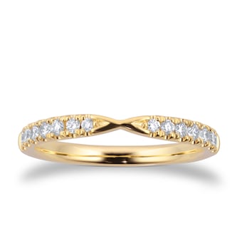 Goldsmiths 18ct Yellow Gold 2mm 0.25ctw Diamond Shaped Wedding Ring