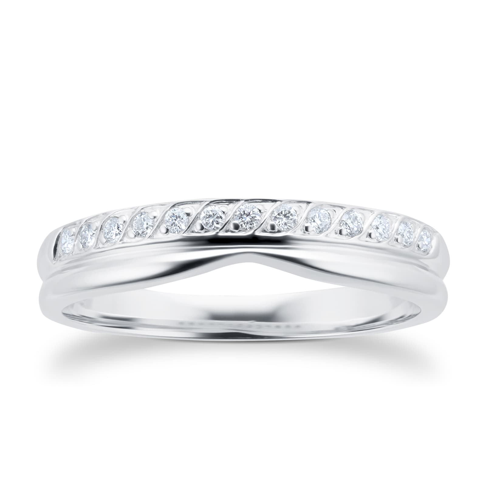 Ladies 0.09 Total Carat Weight Diamond Wedding Ring In 9 Carat White Gold. - Ring Size F