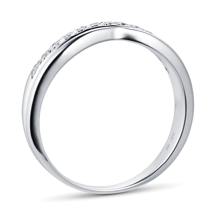 Goldsmiths Ladies 0.09 Total Carat Weight Diamond Wedding Ring In 9 Carat White Gold.
