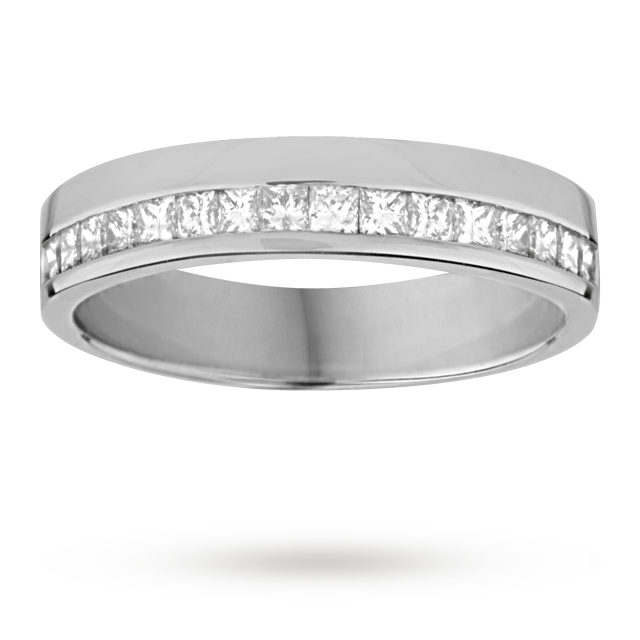Princess Cut 0.33 Total Carat Weight Diamond Ladies Wedding Ring Set In 9 Carat White Gold - Ring Size I