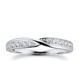 08220154 - Ladies 0.09 Total Carat Weight Diamond Set Kiss Wedding Ring In 9 Carat White Gold