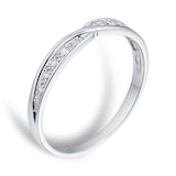 Goldsmiths Ladies 0.09 Total Carat Weight Diamond Set Kiss Wedding Ring In 9 Carat White Gold - Ring Size I