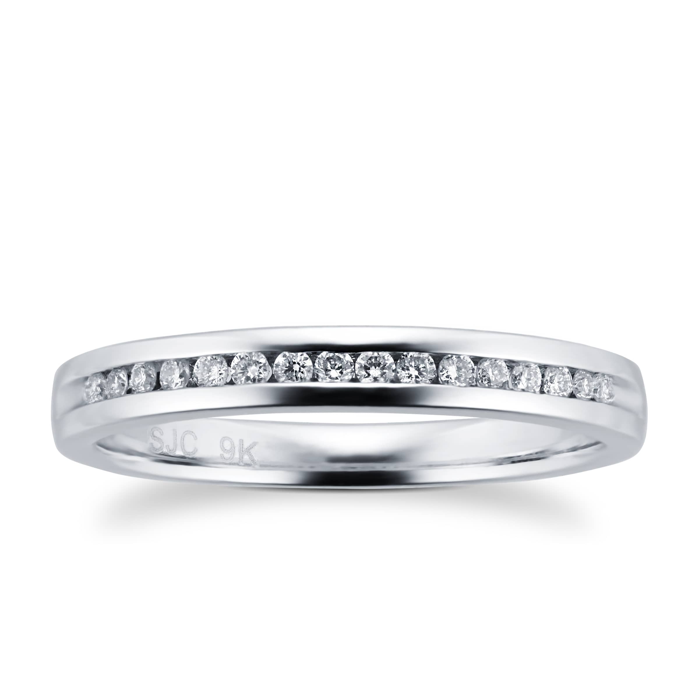 Ladies 0.08 Total Carat Weight Diamond 2mm Wedding Ring In 9 Carat White Gold - Ring Size I