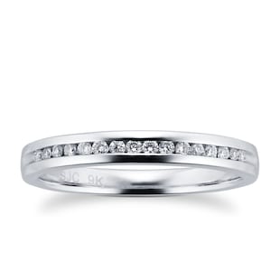 Goldsmiths Ladies 0.08 Total Carat Weight Diamond 2mm Wedding Ring In 9 Carat White Gold
