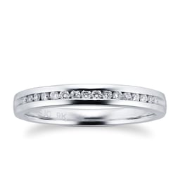 08220156120 - Ladies 0.08 Total Carat Weight Diamond 2mm Wedding Ring In 9 Carat White Gold - Ring Size L