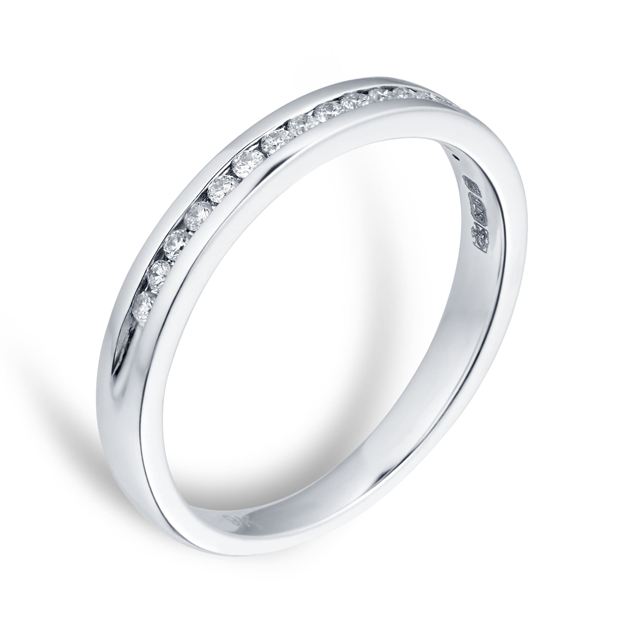 Goldsmiths Ladies 0.08 Total Carat Weight Diamond 2mm Wedding Ring In 9 Carat White Gold - Ring Size J