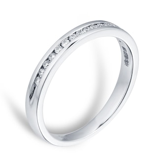 Goldsmiths Ladies 0.08 Total Carat Weight Diamond 2mm Wedding Ring In 9 Carat White Gold