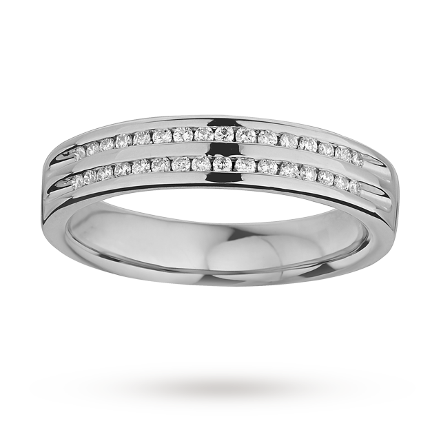 Goldsmiths Ladies Double Row Diamond Set Wedding Ring In 9 Carat White Gold Goldsmiths Ladies Double Row Diamond Set Wedding Ring In 9 Carat White Gold
