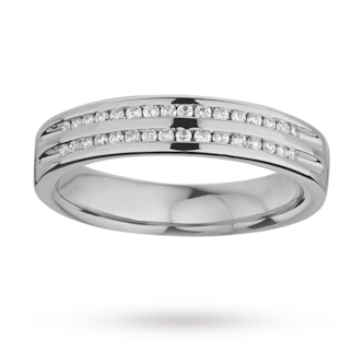 Goldsmiths Ladies Double Row Diamond Set Wedding Ring In 9 Carat White Gold