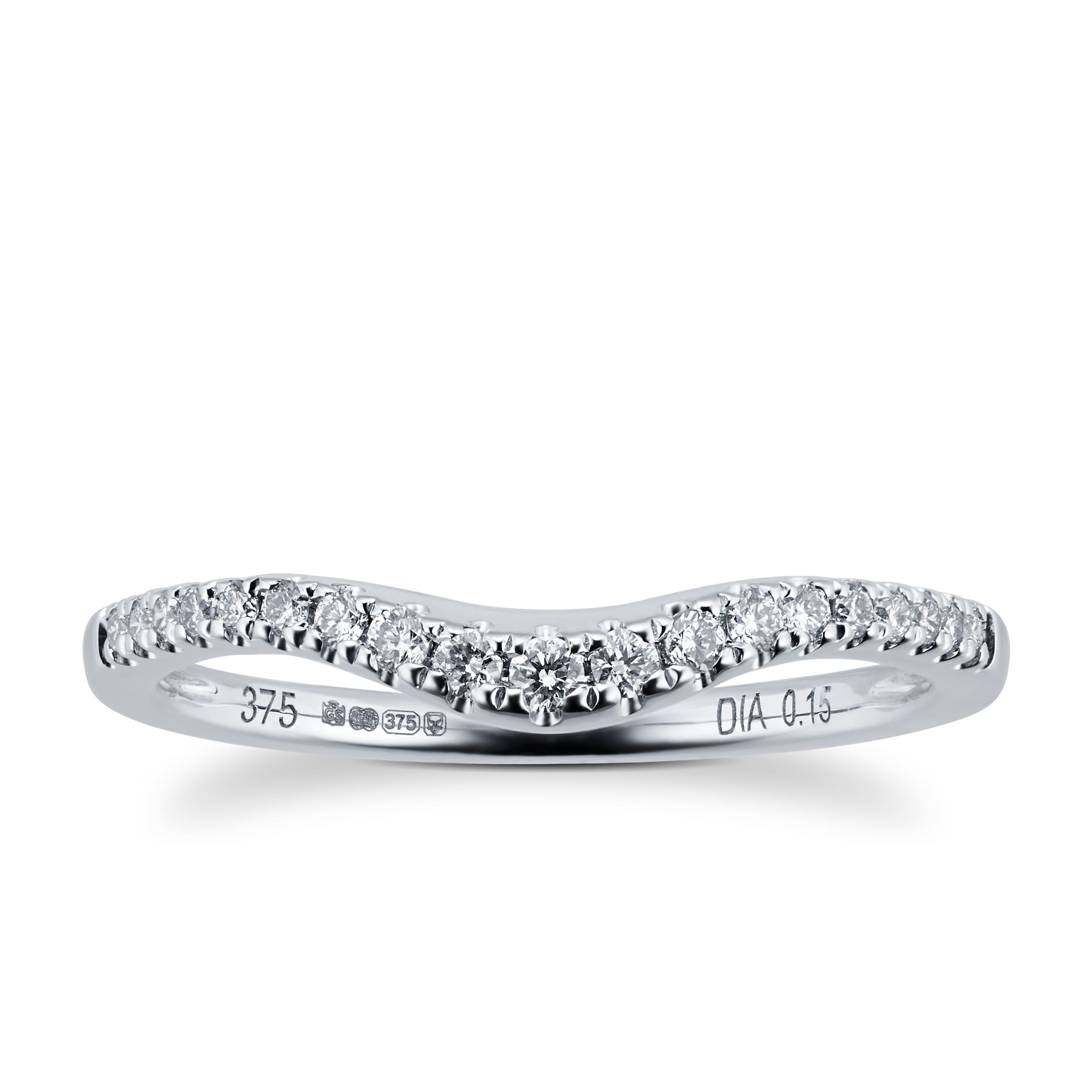 Goldsmiths Brilliant Cut 0.15 Carat Total Weight Diamond Set Ladies Shaped Wedding Ring In 9 Carat White Gold Goldsmiths Brilliant Cut 0.15 Carat Total Weight Diamond Set Ladies Shaped Wedding Ring In 9 Carat White Gold