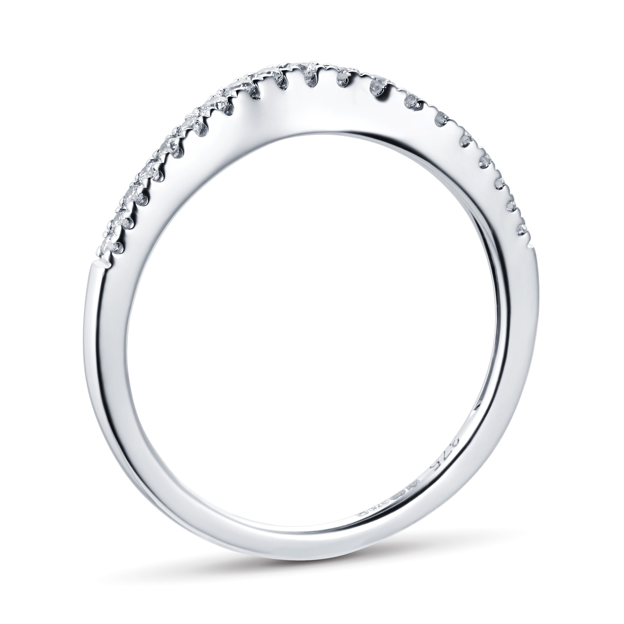 Goldsmiths Brilliant Cut 0.15 Carat Total Weight Diamond Set Ladies Shaped Wedding Ring In 9 Carat White Gold Goldsmiths Brilliant Cut 0.15 Carat Total Weight Diamond Set Ladies Shaped Wedding Ring In 9 Carat White Gold