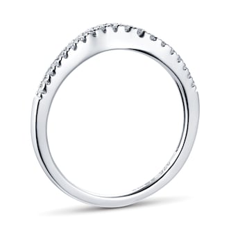Goldsmiths Brilliant Cut 0.15 Carat Total Weight Diamond Set Ladies Shaped Wedding Ring In 9 Carat White Gold
