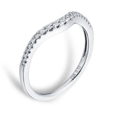 Goldsmiths Brilliant Cut 0.15 Carat Total Weight Diamond Set Ladies Shaped Wedding Ring In 9 Carat White Gold - Ring Size M