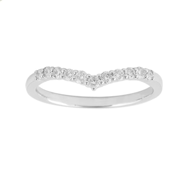 Goldsmiths 9ct White Gold Brilliant Cut 0.20 cttw Diamond Set Shaped Wedding Ring