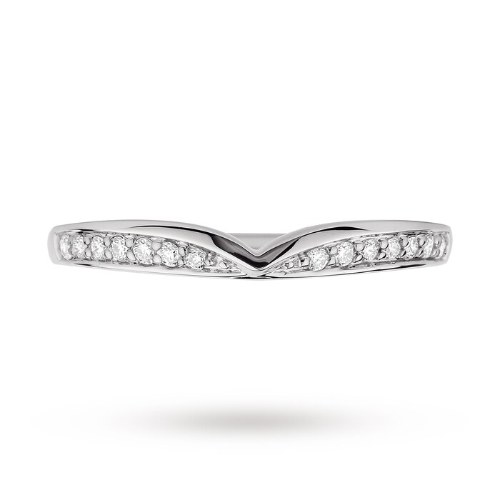 Goldsmiths 9ct White Gold 0.12 Total Carat Weight Diamond Set Shaped Band - Ring Size O
