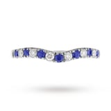 Goldsmiths 9ct White Gold Sapphire And 0.18 Total Carat Weight Diamond Shaped Wedding Ring