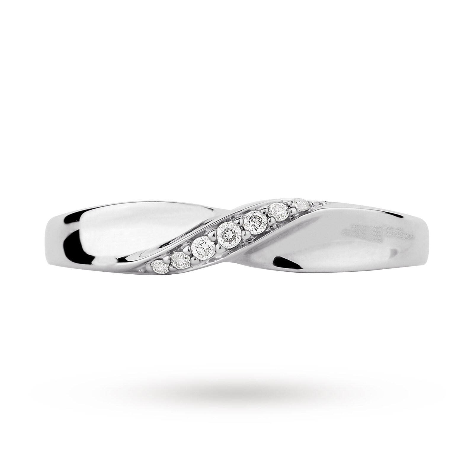 Goldsmiths 9ct White Gold 0.05 Total Carat Weight Diamond Set Shaped Band RE0498DS9KW Goldsmiths